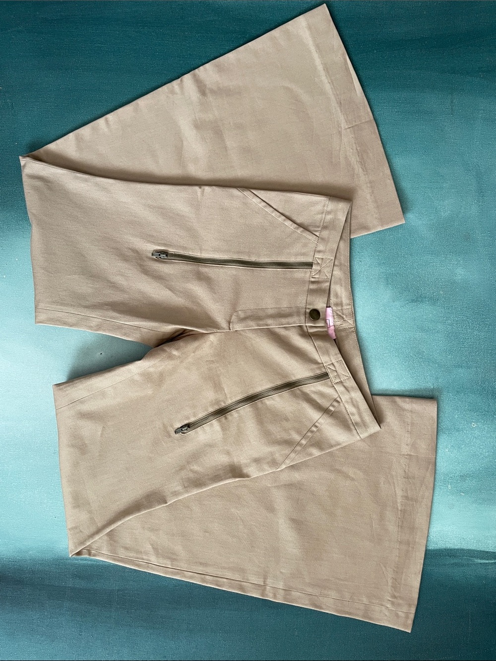 ALICE ROI Tan Flared Pants with Zipper Detail